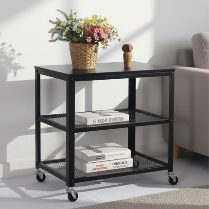 3-Tier Black Trolley with Wheels – Mobile Storage Unit