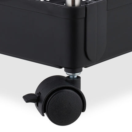 3-Tier Black Trolley with Wheels for Kitchen/Bathroom