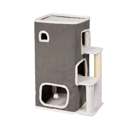 3-Tier Cat House with Sisal Post & Toy - Grey