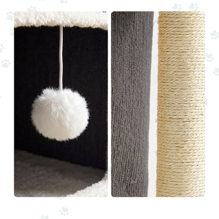 3-Tier Cat House with Sisal Post & Toy - Grey