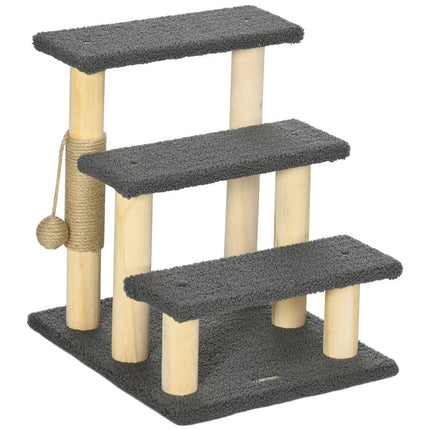 Cat Scratching Post with Sisal & Play Ball - Grey/Natural