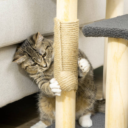 Cat Scratching Post with Sisal & Play Ball - Grey/Natural