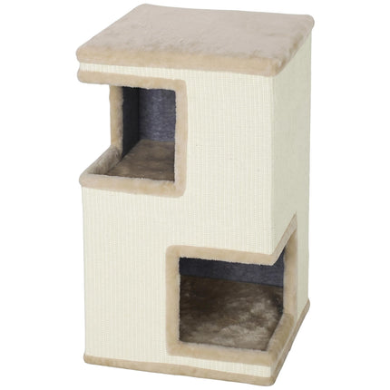 3-Tier Cat Tower with Sisal Scratch Surfaces, Beige