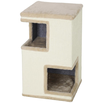 3-Tier Cat Tower with Sisal Scratch Surfaces, Beige