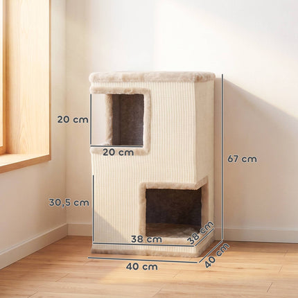 3-Tier Cat Tower with Sisal Scratch Surfaces, Beige
