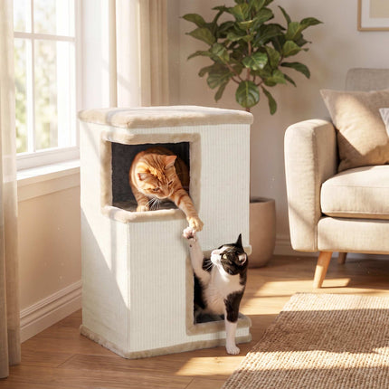 3-Tier Cat Tower with Sisal Scratch Surfaces, Beige