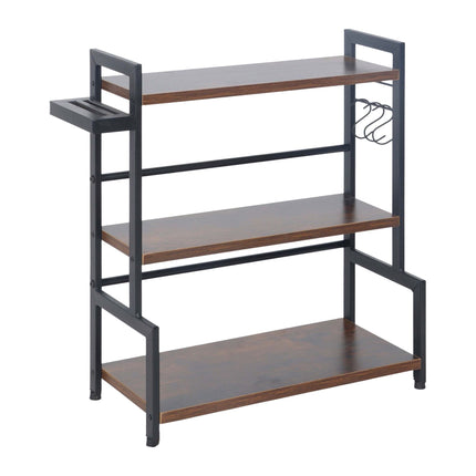 3-Tier Dark Brown Spice Rack with Hooks & Knife Holder