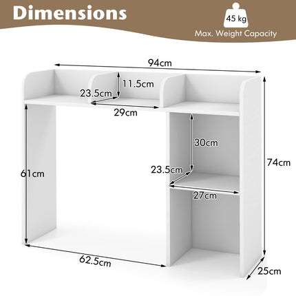 3-Tier Desk Bookshelf, 4 Shelves, Fits 27-Inch Monitor