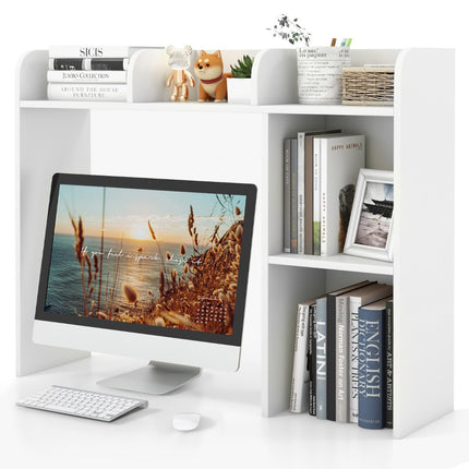 3-Tier Desk Bookshelf, 4 Shelves, Fits 27-Inch Monitor