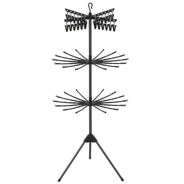 3-Tier Foldable Clothes Drying Rack, 178cm, Black