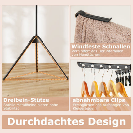 3-Tier Foldable Clothes Drying Rack, 178cm, Black