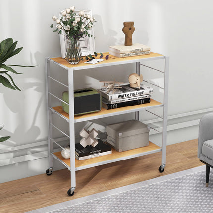 3-Tier Foldable Shelving Unit – Adjustable Shelves, Wheels