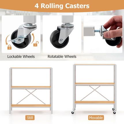 3-Tier Foldable Shelving Unit – Adjustable Shelves, Wheels