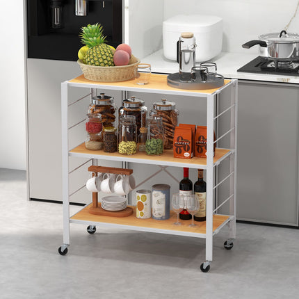 3-Tier Foldable Shelving Unit – Adjustable Shelves, Wheels