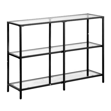 3-Tier Glass Console Table, Tempered Glass, Black