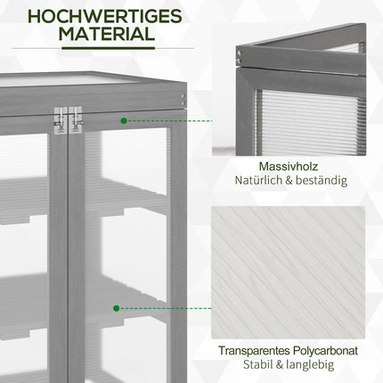 Greenhouse cold frame box, wood & polycarbonate, weatherproof