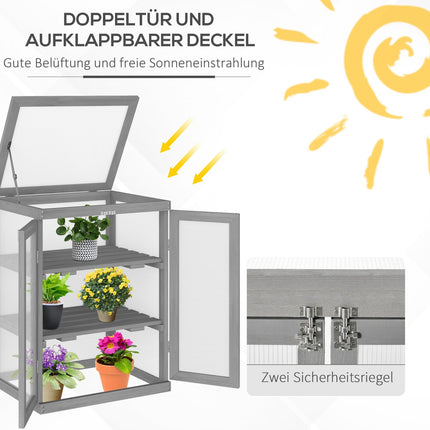 Greenhouse cold frame box, wood & polycarbonate, weatherproof
