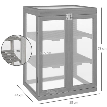 Greenhouse cold frame box, wood & polycarbonate, weatherproof