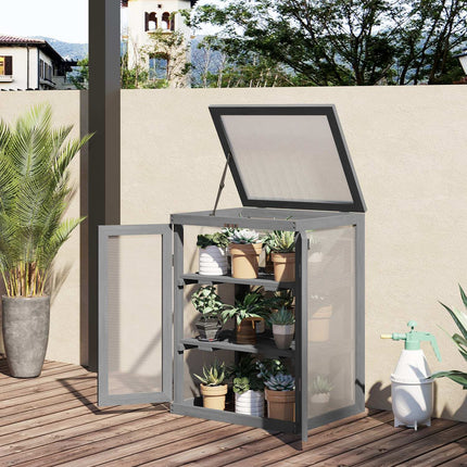Greenhouse cold frame box, wood & polycarbonate, weatherproof