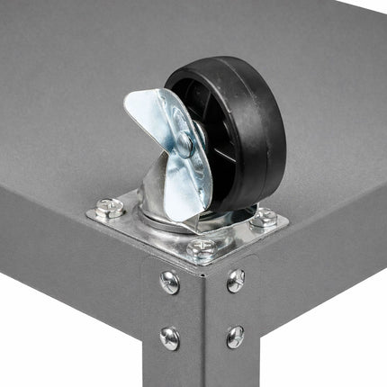 3-Tier Grey Tool Trolley with Shelves and Wheels