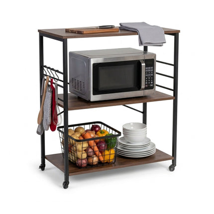 3-Tier Kitchen Cart With Wheels, 6 S-Hooks