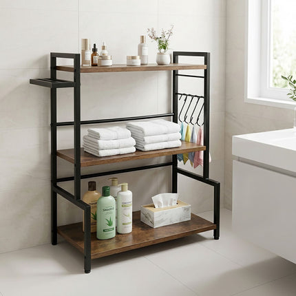 3-Tier Kitchen Shelf with Hooks and Knife Holder