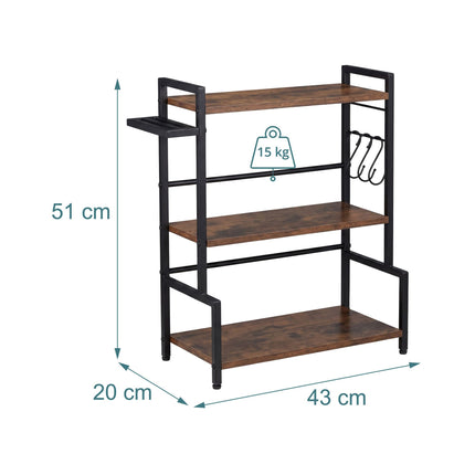 3-Tier Kitchen Shelf with Hooks and Knife Holder