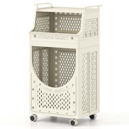 3-Tier Laundry Cart with Foldable Bag and Wheels