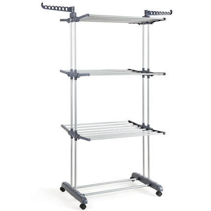 3-Tier Laundry Drying Rack, Foldable, Wheeled, 169 cm
