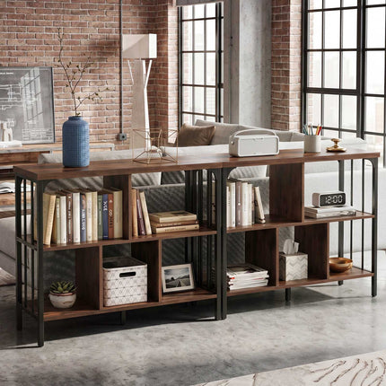 3-Tier Metal Frame Bookshelf with Anti-Tipping Kits, Brown