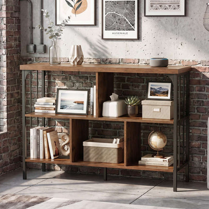 3-Tier Metal Frame Bookshelf with Anti-Tipping Kits, Brown