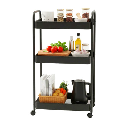 3-Tier Metal Mesh Storage Trolley Cart With Wheels