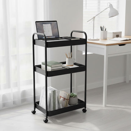 3-Tier Metal Mesh Storage Trolley Cart With Wheels