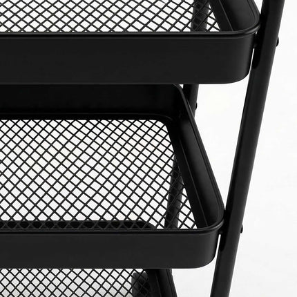 3-Tier Metal Mesh Storage Trolley Cart With Wheels