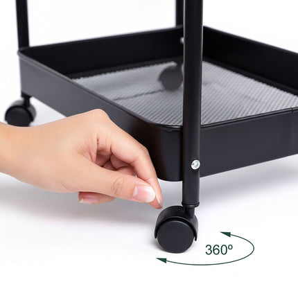3-Tier Metal Mesh Storage Trolley Cart With Wheels