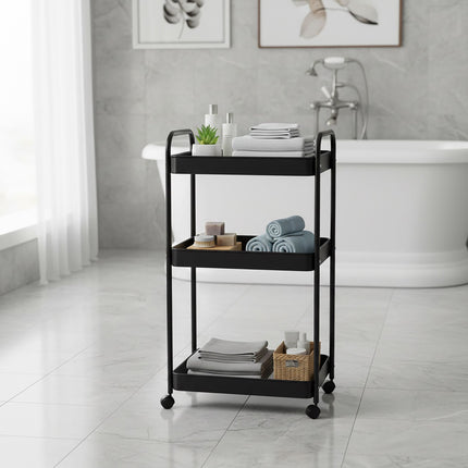3-Tier Metal Mesh Storage Trolley Cart With Wheels