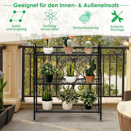 3-Tier Metal Plant Stand, Black, 72x25x85 cm