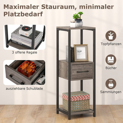 3 Tier Metal Plant Stand Flower Stand with Drawer 30.5 x 30.5 x 92 cm Gray (1 Pack)