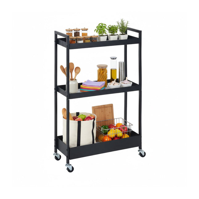 3-Tier Metal Trolley with Wheels for Storage