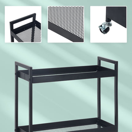 3-Tier Metal Trolley with Wheels for Storage