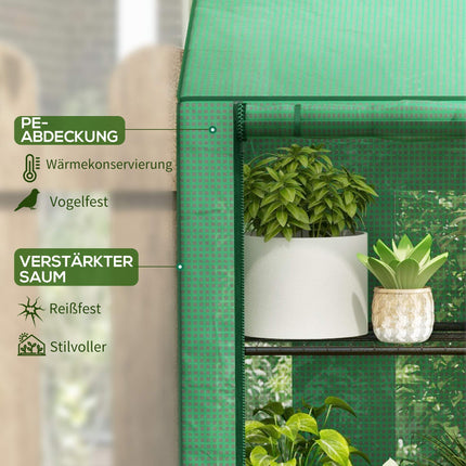 3-Tier Mini Greenhouse with 6 Wire Shelves, Roll-Up Doors