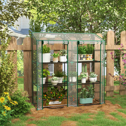 3-Tier Mini Greenhouse with 6 Wire Shelves, Transparent Cover