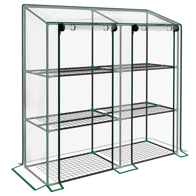 3-Tier Mini Greenhouse with 6 Wire Shelves, Transparent Cover