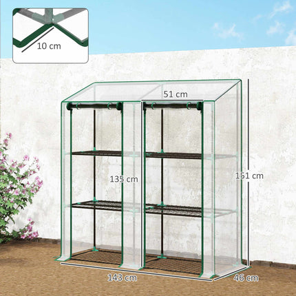 3-Tier Mini Greenhouse with 6 Wire Shelves, Transparent Cover