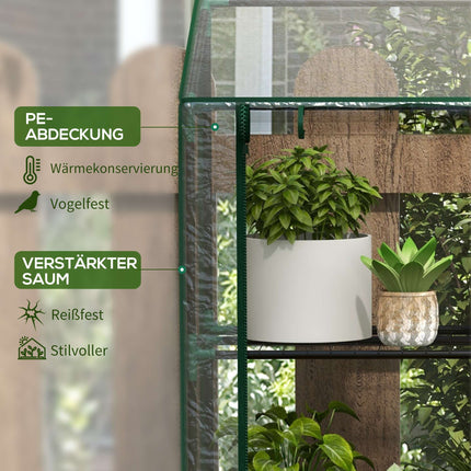 3-Tier Mini Greenhouse with 6 Wire Shelves, Transparent Cover