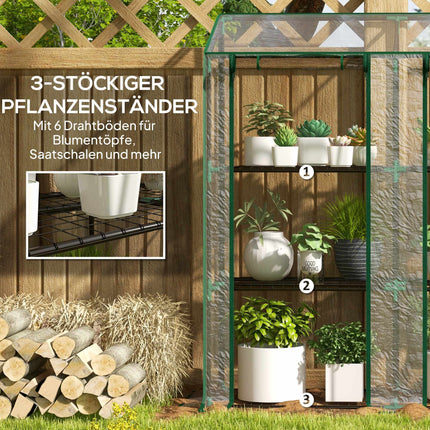 3-Tier Mini Greenhouse with 6 Wire Shelves, Transparent Cover