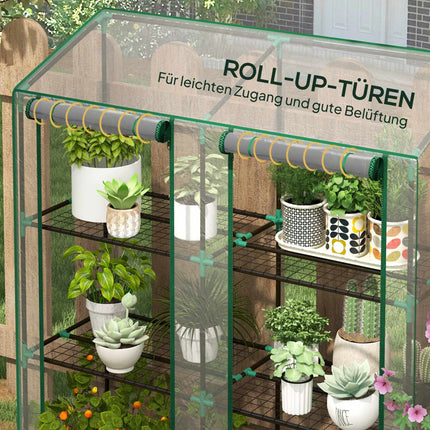 3-Tier Mini Greenhouse with 6 Wire Shelves, Transparent Cover