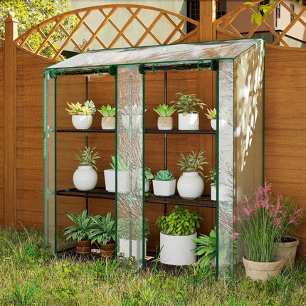 3-Tier Mini Greenhouse with 6 Wire Shelves, Transparent Cover
