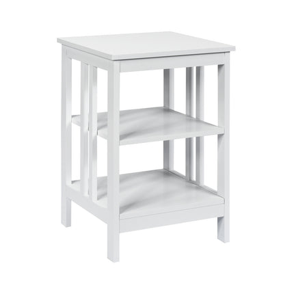 3-Tier Nightstand, MDF Shelves, Reinforced Bars, White