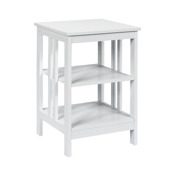 3-Tier Nightstand, MDF Shelves, Reinforced Bars, White